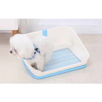 YES4PETS Medium Portable Dog Potty Training Tray Pet Puppy Toilet Trays Loo Pad Mat With Wall Blue