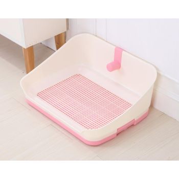 YES4PETS Medium Portable Dog Potty Training Tray Pet Puppy Toilet Trays Loo Pad Mat With Wall Pink