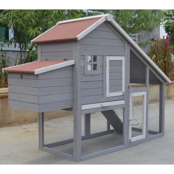 YES4PETS Grey Large Chicken Coop Rabbit Hutch Ferret Guinea Pig Cage Hen Chook Cat Kitten House