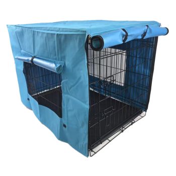 YES4PETS 24' Portable Foldable Dog Cat Rabbit Collapsible Crate Pet Cage with Blue Cover