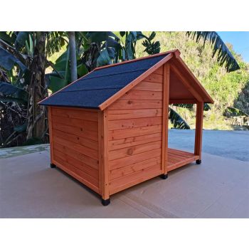 YES4PETS L Timber Pet Dog Kennel House Puppy Wooden Timber Cabin 130x105x100cm Brown