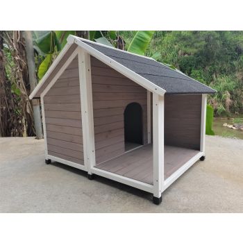 YES4PETS L Timber Pet Dog Kennel House Puppy Wooden Timber Cabin 130x105x100cm Grey