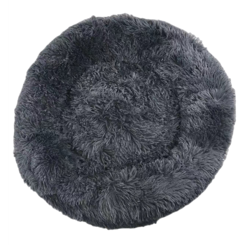 YES4PETS Large Round Calming Plush Cat Dog Bed Large Comfy Puppy Fluffy Bedding Dark Grey