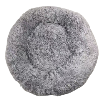 YES4PETS Medium Round Calming Plush Cat Dog Bed Comfy Puppy Fluffy Bedding Little Grey