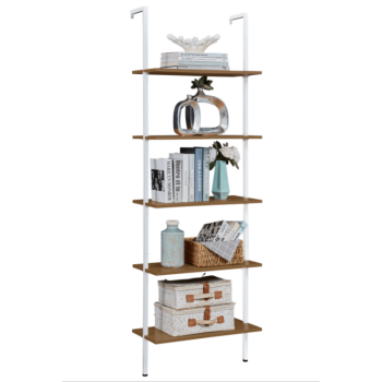 YES4HOMES Industrial Ladder Shelf Wood Wall-Mounted Bookcase Storage Rack Shelves Display