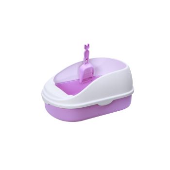 YES4PETS Medium Portable Cat Toilet Litter Box Tray with Scoop Purple