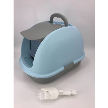 YES4PETS XL Portable Hooded Cat Toilet Litter Box Tray House w Charcoal Filter and Scoop Blue