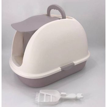 YES4PETS XL Portable Hooded Cat Toilet Litter Box Tray House w Charcoal Filter and Scoop White