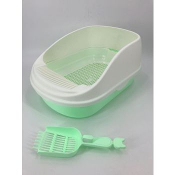 YES4PETS Large Portable Cat Toilet Litter Box Tray with Scoop and Grid Tray Green