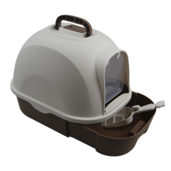 YES4PETS Large Hooded Cat Toilet Litter Box Tray House With Drawer and Scoop Brown