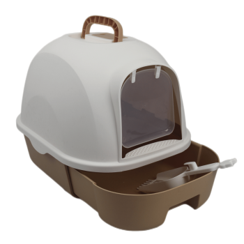 YES4PETS Large Hooded Cat Toilet Litter Box Tray House With Drawer and Scoop Little Brown