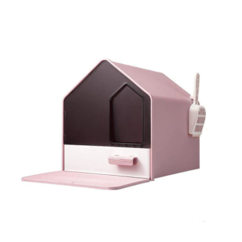 YES4PETS L Portable Hooded Cat Toilet Litter Box Tray House with Drawer and Scoop-Pink