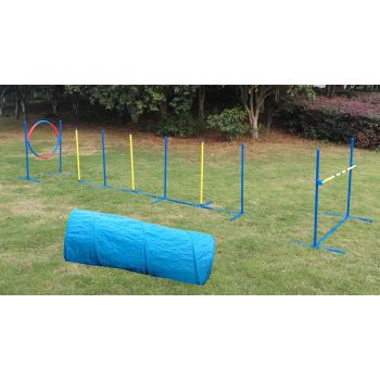 YES4PETS Portable Dog Puppy Training Practice Weave Poles Agility Post Exercise Tunnel Jump Tyre Set