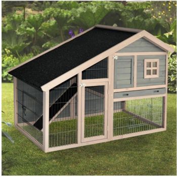 YES4PETS Grey Chicken Coop Rabbit Hutch Ferret Cage Hen Chook House