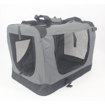 YES4PETS Medium Portable Foldable Dog Cat Puppy Rabbit Soft Crate Carrier-Grey