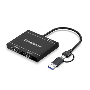 Simplecom DA327 USB 3.0 or USB-C to Dual HDMI Display Adapter for 2x 1080p Extended Screens