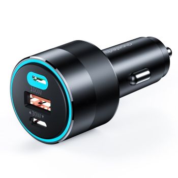 CHOETECH TC0011 130W 3 Ports (Dual USB-C Port PD3.0 + USB-A Port) Fast Car Charger