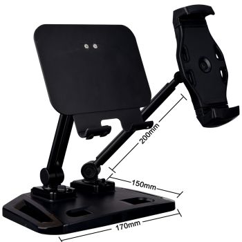 Universal and Adjustable Double Arm Stand Holder Black