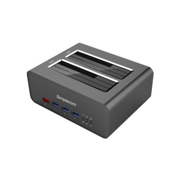 Simplecom SD352 USB 3.0 to Dual SATA Aluminium Docking Station with 3-Port Hub and 1 Port 2.1A USB Charger