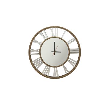 Decorative Beaded Mirrored Clock- Gold Beaded 75cm