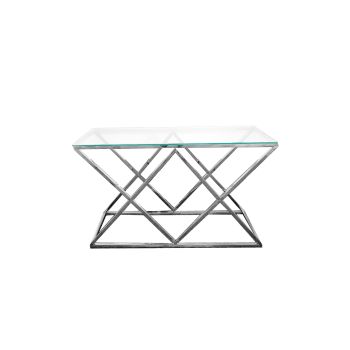 Alsea - Silver Console Table With Clear Glass Top