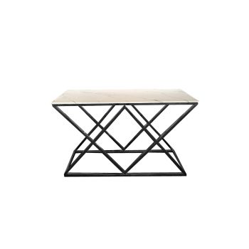 Alsea - Black Console Table With White Marble Top