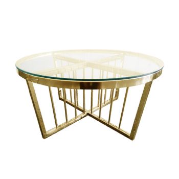 Salina Coffee Table -ClearTop - 80cm Gold