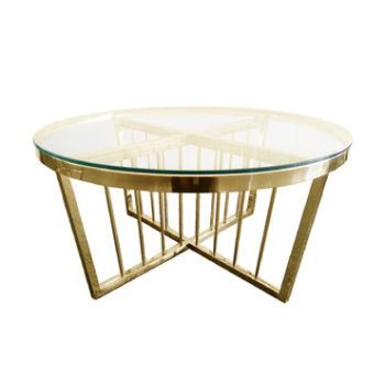 Salina  Coffee Table - Clear Top - 95cm Gold