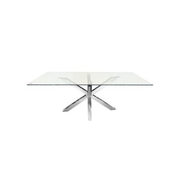 Miles Silver With Clear Glass Dining Table - 90cm x 180cm