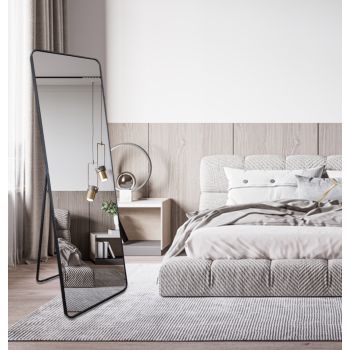 Metal Rectangle Black Free Standing Mirror - 50cm x 170cm