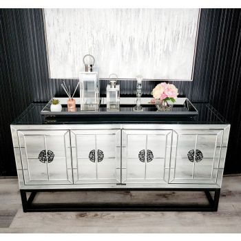 Athens Mirrored Buffet Table -Black