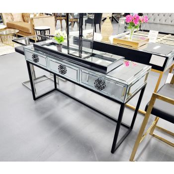 Athens Mirrored Console Table -Black