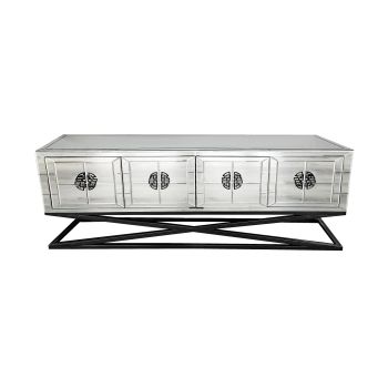 Athens Mirrored TV Unit Table- Black Legs