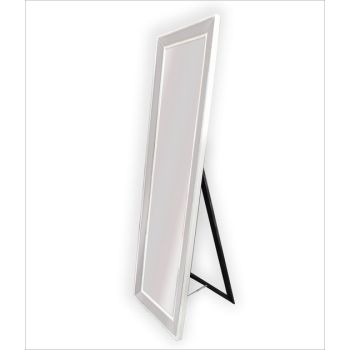 White Beaded Framed Mirror - Free Standing 50cm x 170cm