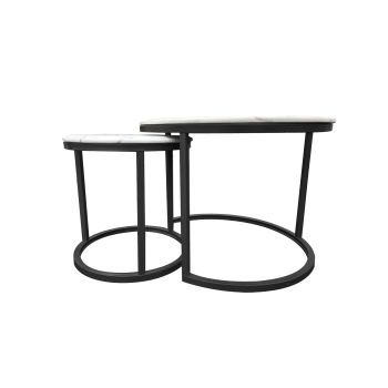 Nesting Style Coffee Table - White on Black - 60cm/45cm