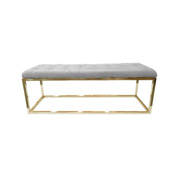 Holly Ottoman Gold Base - Light Grey Seat