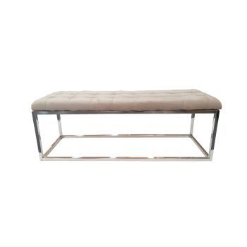 Holly Ottoman Silver Base -  Beige Seat