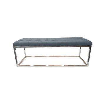 Holly Ottoman Silver Base - Dark Grey Seat