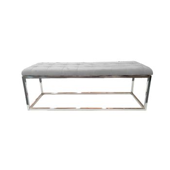 Holly Ottoman Silver Base - light Grey Seat