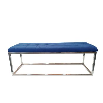 Holly Silver / Blue Ottoman