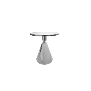 Glam Silver 50cm Side Table - White Marble