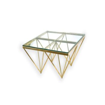 Pinnacle Gold Side Table - Clear Glass