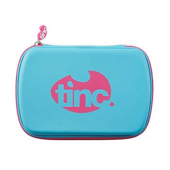 Tinc Two-Colour Hard Top Pencil Case : Blue With Pink Zip