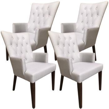 Florence  Set of 4 Carver Fabric Dining Chair French Provincial Solid Timber