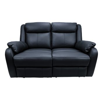 Bella 2 Seater Electric Recliner Genuine Leather Upholstered Lounge - Black