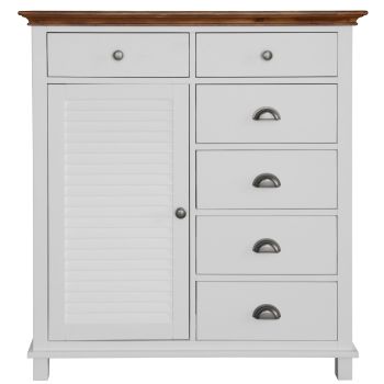 Virginia Tallboy 6 Chest of Drawers Solid Pine Wood Bed Storage Cabinet - White