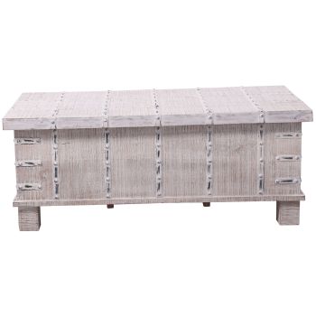 Daksh Coffee Table Antique Handcrafted Solid Mango Wood Storage Trunk Chest Box