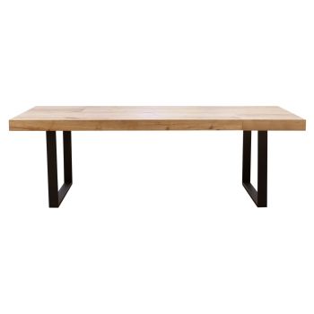 Ethan Dining Table 240cm Veneer Solid Oak Top Metal Leg - Natural