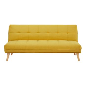 Jovie 3 Seater Sofa Queen Bed Fabric Uplholstered Lounge Couch - Yellow