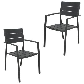 Percy 2pc Set Outdoor Dining Table Chair Aluminium Frame Grey